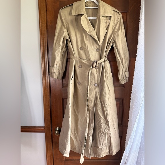 Vintage Saks Fifth Avenue Tan Trench Coat with Belted Waist - Picture 1 of 9